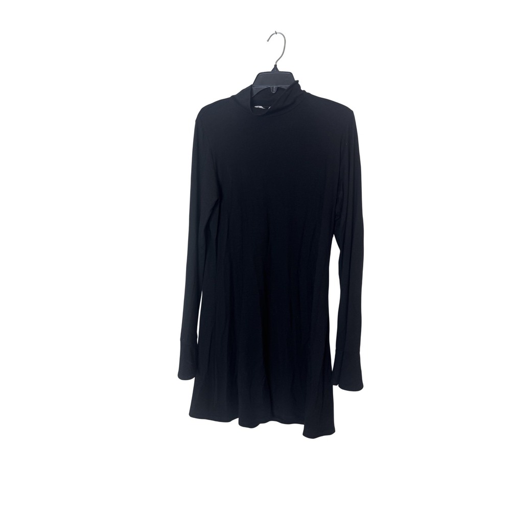 Reformation Maylee Knit Sweater Dress Womens XL Black Mock Neck Mini Long Sleeve
